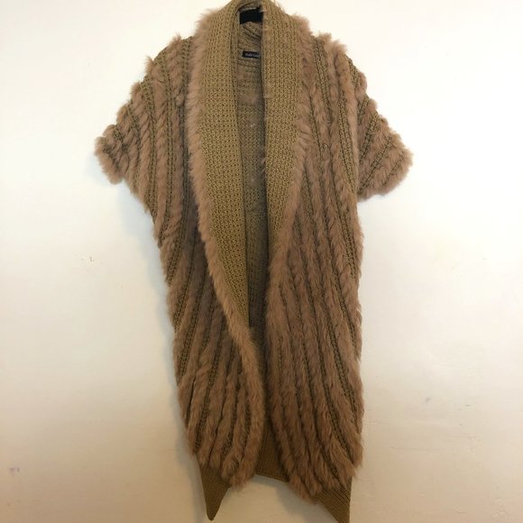 Dolce Cabo Sweaters - Dolce Cabo Rabbit Fur Knit Long Cardigan Vest NWOT